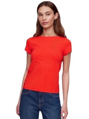 GAP Factory Boatneck Open Back Tee Shirt NWT Cotton Red